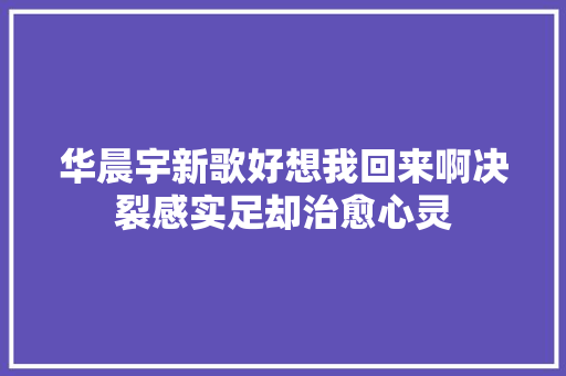 华晨宇新歌好想我回来啊决裂感实足却治愈心灵