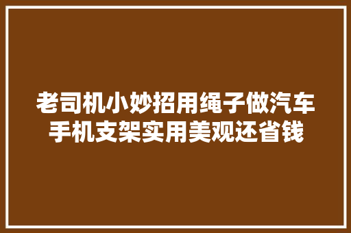 老司机小妙招用绳子做汽车手机支架实用美观还省钱 汽车知识