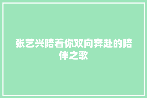 张艺兴陪着你双向奔赴的陪伴之歌