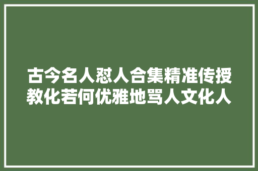 古今名人怼人合集精准传授教化若何优雅地骂人文化人斗殴有点器械