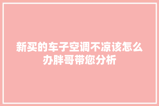 新买的车子空调不凉该怎么办胖哥带您分析