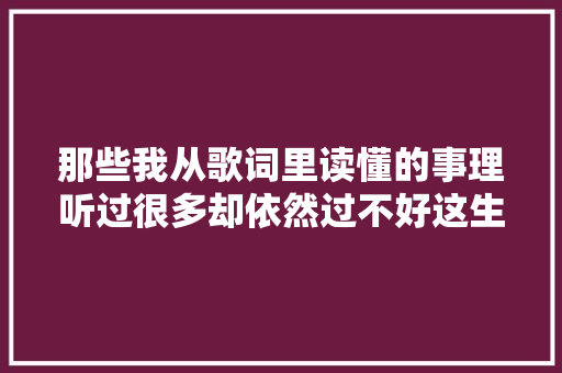 那些我从歌词里读懂的事理听过很多却依然过不好这生平