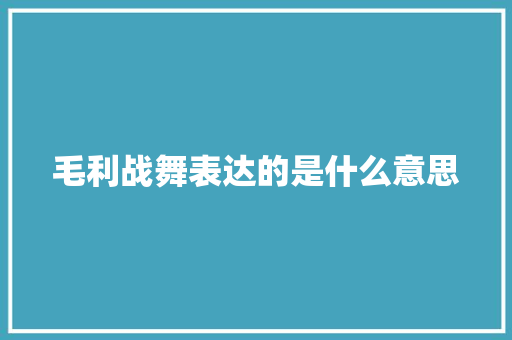 毛利战舞表达的是什么意思