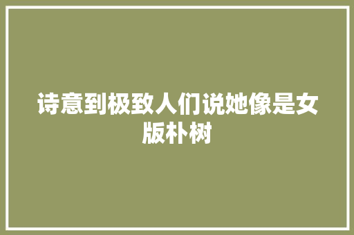 诗意到极致人们说她像是女版朴树