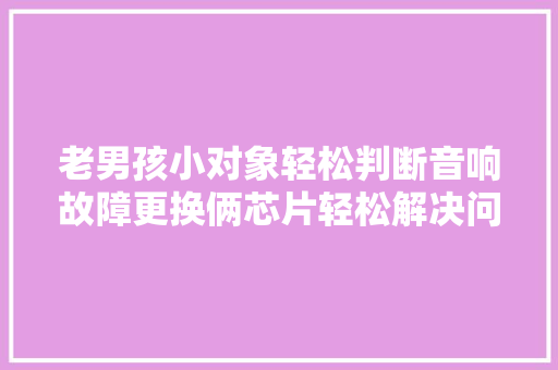 老男孩小对象轻松判断音响故障更换俩芯片轻松解决问题