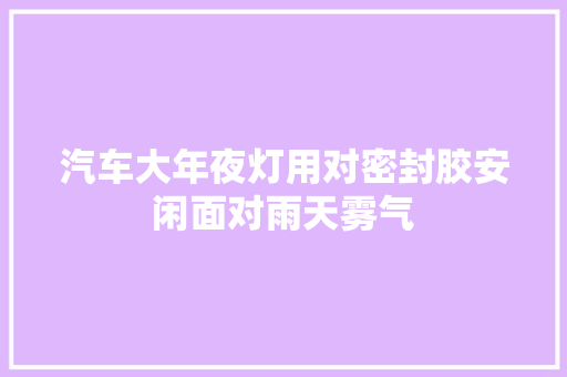汽车大年夜灯用对密封胶安闲面对雨天雾气