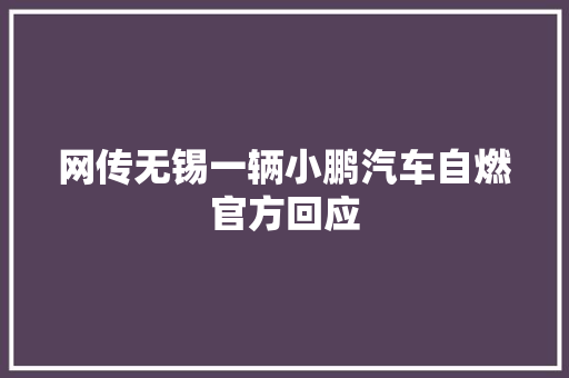 网传无锡一辆小鹏汽车自燃官方回应