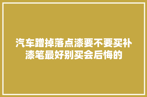 汽车蹭掉落点漆要不要买补漆笔最好别买会后悔的