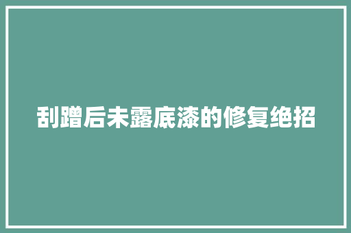 刮蹭后未露底漆的修复绝招