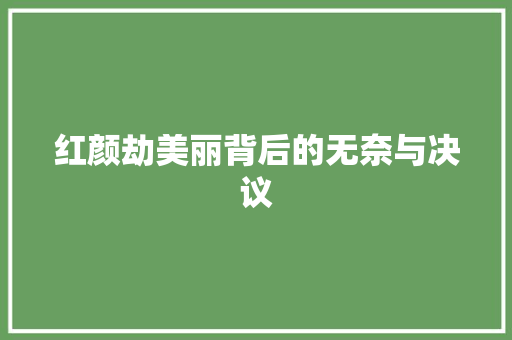 红颜劫美丽背后的无奈与决议