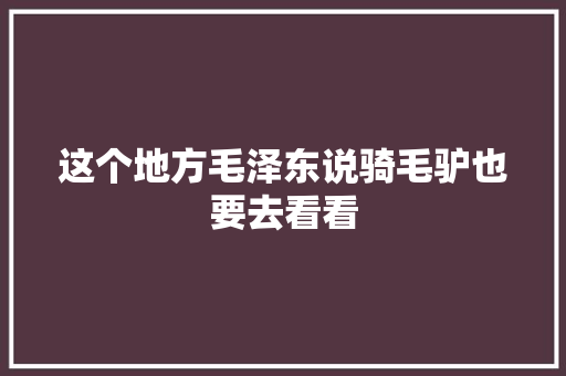 这个地方毛泽东说骑毛驴也要去看看
