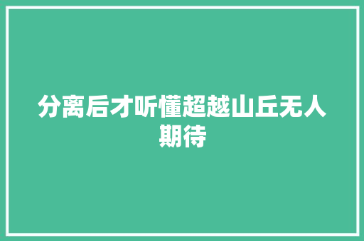 分离后才听懂超越山丘无人期待