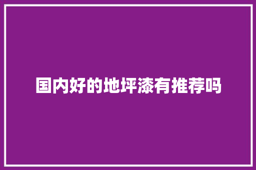 国内好的地坪漆有推荐吗