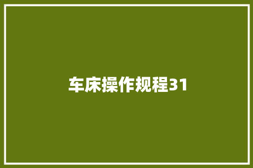 车床操作规程31