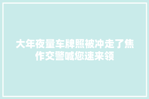 大年夜量车牌照被冲走了焦作交警喊您速来领
