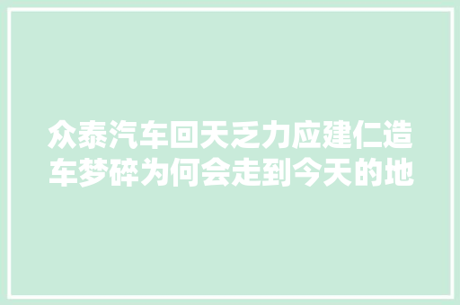 众泰汽车回天乏力应建仁造车梦碎为何会走到今天的地步