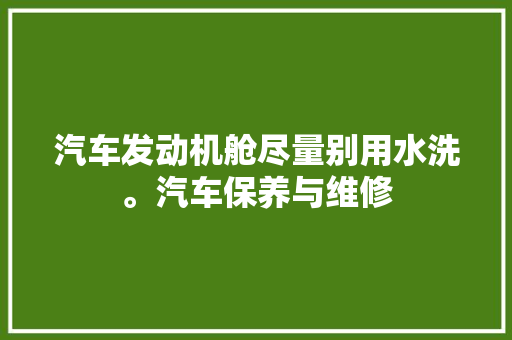 汽车发动机舱尽量别用水洗。汽车保养与维修