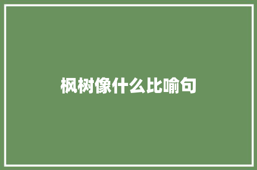 枫树像什么比喻句