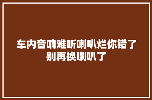 车内音响难听喇叭烂你错了别再换喇叭了