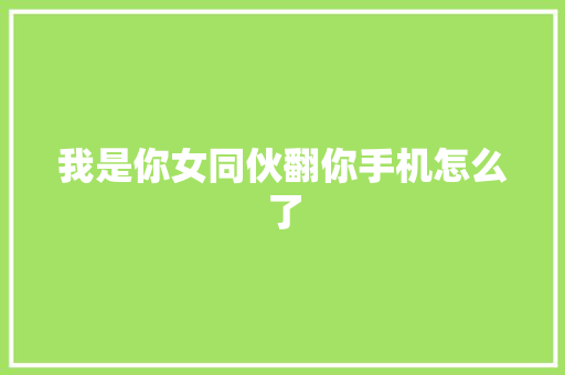 我是你女同伙翻你手机怎么了