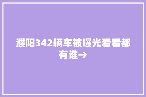 濮阳342辆车被曝光看看都有谁→