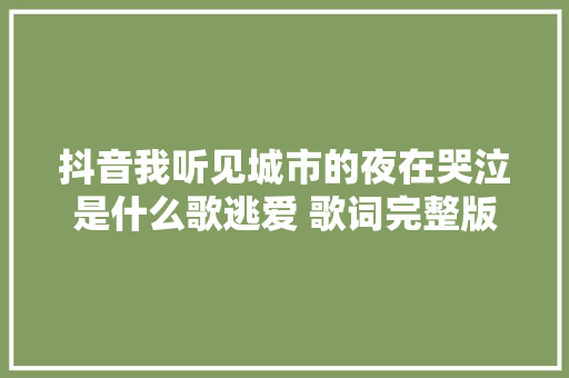 抖音我听见城市的夜在哭泣是什么歌逃爱 歌词完整版介绍