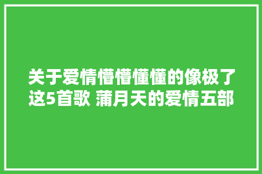 关于爱情懵懵懂懂的像极了这5首歌 蒲月天的爱情五部曲