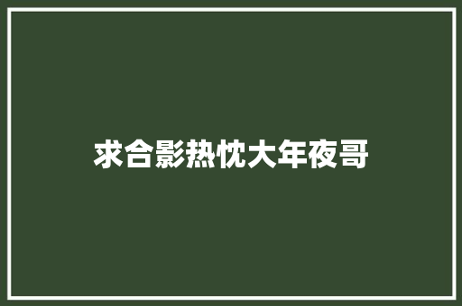 求合影热忱大年夜哥