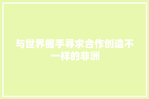 与世界握手寻求合作创造不一样的非洲