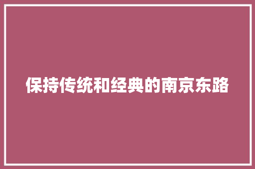 保持传统和经典的南京东路