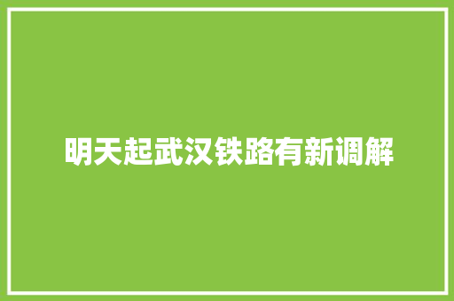 明天起武汉铁路有新调解