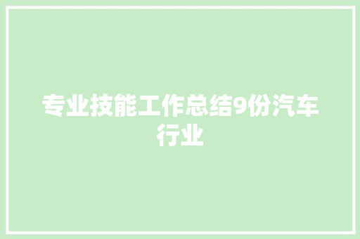 专业技能工作总结9份汽车行业