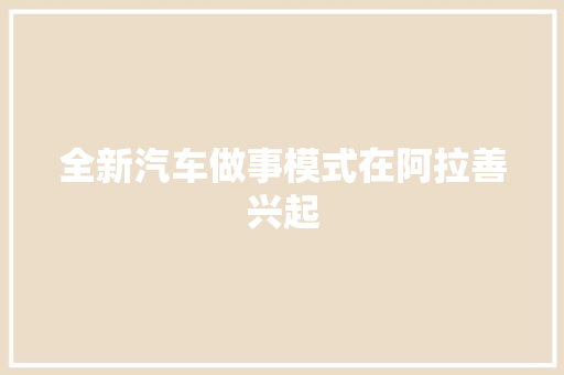 全新汽车做事模式在阿拉善兴起