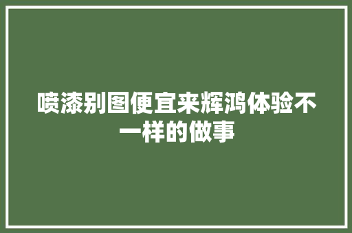 喷漆别图便宜来辉鸿体验不一样的做事