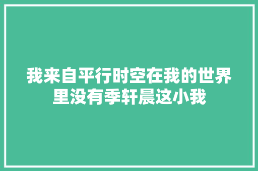 我来自平行时空在我的世界里没有季轩晨这小我