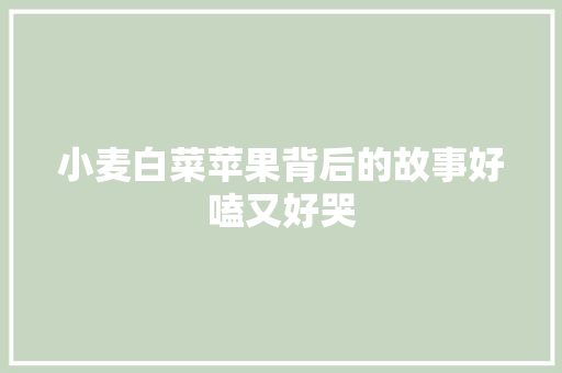 小麦白菜苹果背后的故事好嗑又好哭