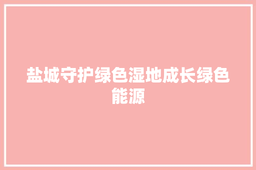 盐城守护绿色湿地成长绿色能源