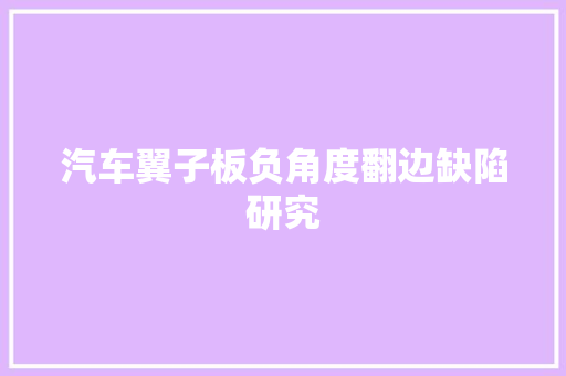 汽车翼子板负角度翻边缺陷研究