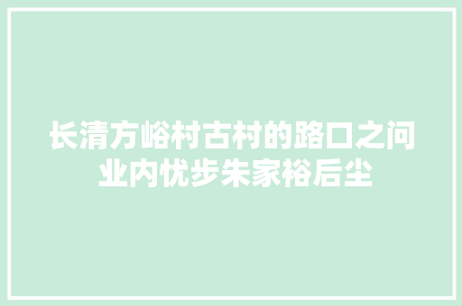 长清方峪村古村的路口之问 业内忧步朱家裕后尘