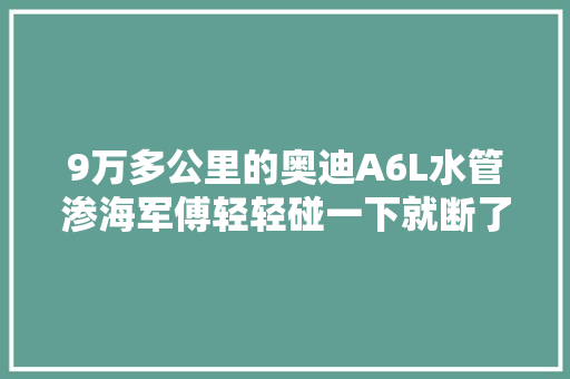 9万多公里的奥迪A6L水管渗海军傅轻轻碰一下就断了有点难堪