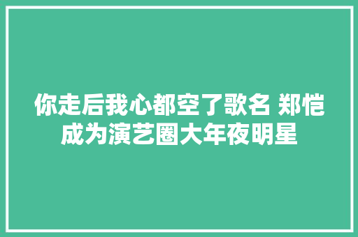你走后我心都空了歌名 郑恺成为演艺圈大年夜明星