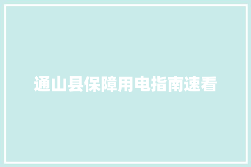 通山县保障用电指南速看