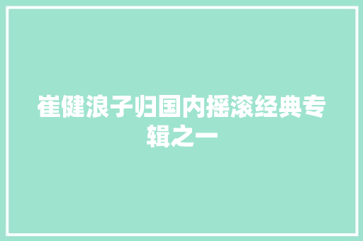 崔健浪子归国内摇滚经典专辑之一