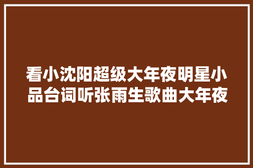 看小沈阳超级大年夜明星小品台词听张雨生歌曲大年夜海歌词