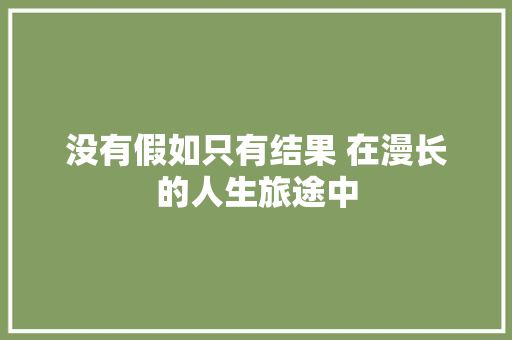 没有假如只有结果 在漫长的人生旅途中