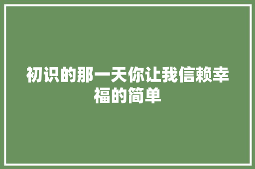 初识的那一天你让我信赖幸福的简单
