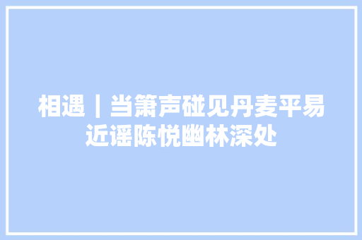 相遇｜当箫声碰见丹麦平易近谣陈悦幽林深处