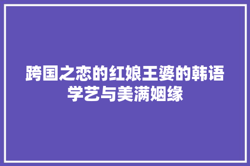 跨国之恋的红娘王婆的韩语学艺与美满姻缘