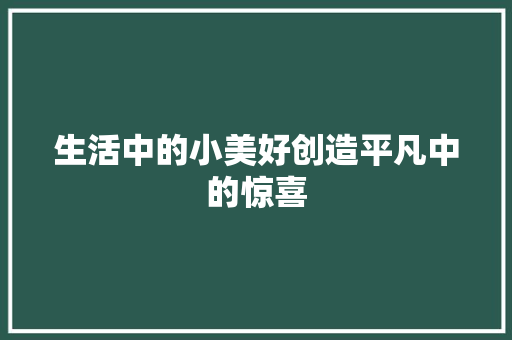 生活中的小美好创造平凡中的惊喜