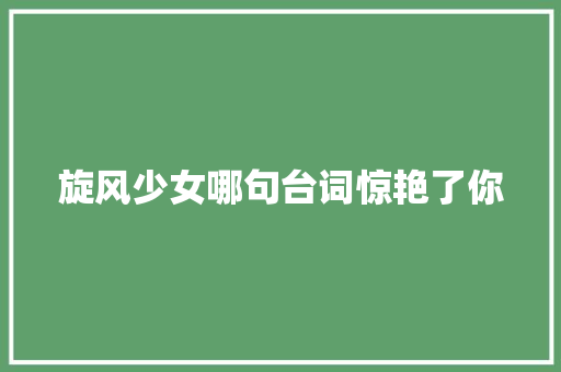 旋风少女哪句台词惊艳了你